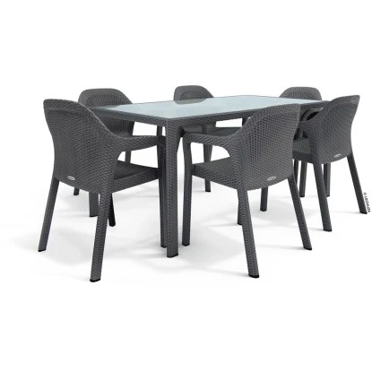 Esstisch Mit Glasplatte Granit 160 X 90 Cm – Bild 6