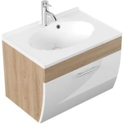 Posseik Waschplatz 70 Cm Salona Eiche Hell-Weiß