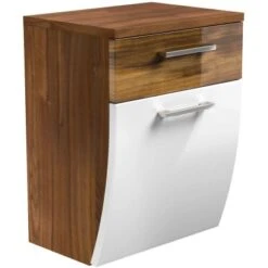 Posseik Unterschrank 40 Cm Rima Geschwungen Walnuss-Weiß