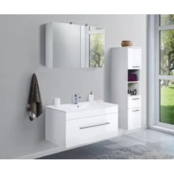 Posseik Badmöbel-Set Viva 100 Cm Weiß Hochglanz 3-teilig