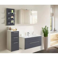 Posseik Badmöbel-Set Viva 100 Cm Anthrazit Seidenglanz 4-teilig