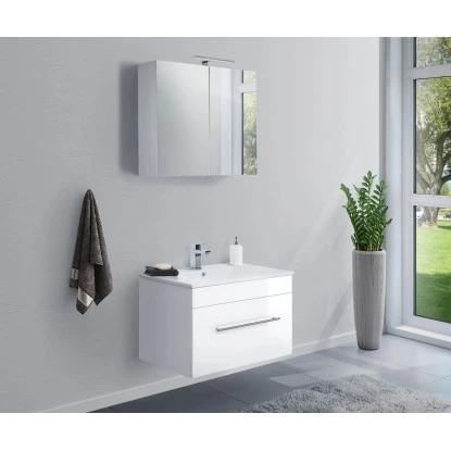 Posseik Badmöbel-Set Viva 75 Cm Weiß Hochglanz 2-teilig