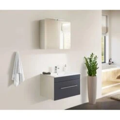 Posseik Badmöbel-Set Viva 75 Cm Anthrazit Seidenglanz 2-teilig
