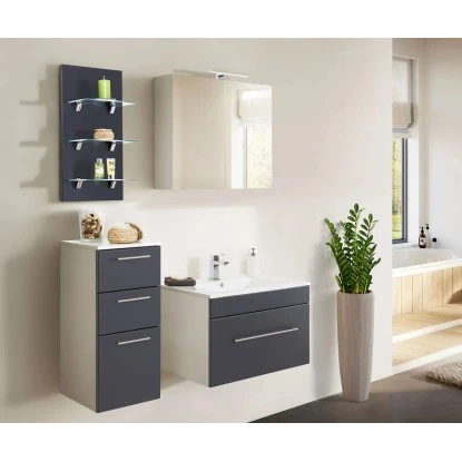 Posseik Badmöbel-Set Viva 75 Cm Anthrazit Seidenglanz 4-teilig