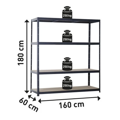 Metall-Schwerlastregal SL 160/250 Lackiert 180 Cm X 160 Cm X 60 Cm – Bild 4