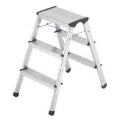Hailo Alu-Sicherheits-Doppelstufenleiter 2 X 3 Stufen