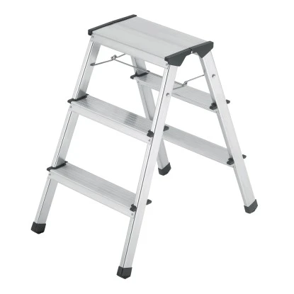 Hailo Alu-Sicherheits-Doppelstufenleiter 2 X 3 Stufen