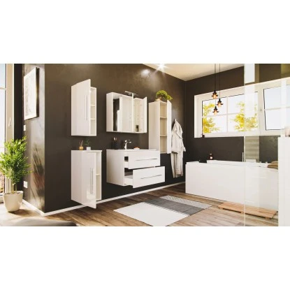 Posseik Badmöbel-Set Homeline 70 Cm Weiß Hochglanz 5-teilig – Bild 3