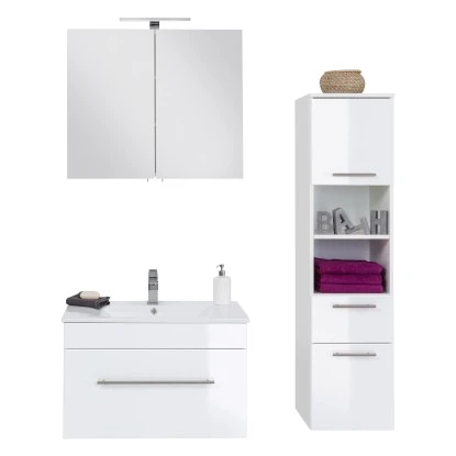 Posseik Badmöbel-Set Viva 75 Cm Weiß Hochglanz 3-teilig – Bild 4