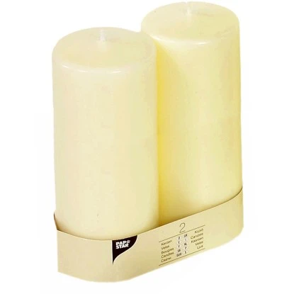 Papstar Stumpenkerzen "Ivory" Mit FlachkopfØ 80 Mm X 220 Mm Elfenbein 2 Stück