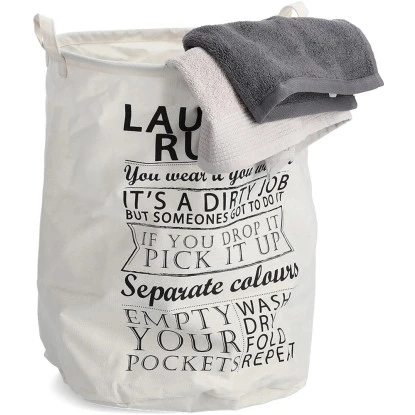 Zeller Present Wäschesammler Laundry Rules Canvas Ø 38 Cm X 48 Cm Beige – Bild 2
