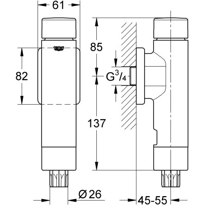 Grohe Druckspüler Rondo A.S. Für WCs – Bild 2
