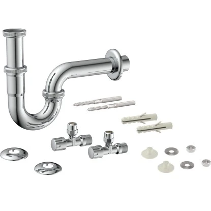 Kirchhoff Waschtisch-Röhrensiphon-Set 1 1/4 Zoll X 32 Mm Mit Befestigung 2x Eckv – Bild 2