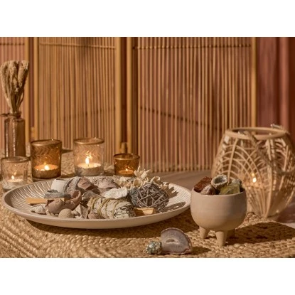 Rattan-Laterne Desert Flower Ø 26,5 X 30 Cm Natur – Bild 3