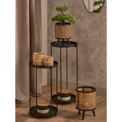 Teelichthalter Minimalist Zen Glas/Bambus 25 Cm X Ø 17,5 Cm Schwarz – Bild 3