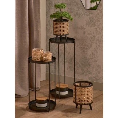 Teelichthalter Minimalist Zen Glas/Bambus 21 Cm X Ø 15 Cm Schwarz – Bild 3