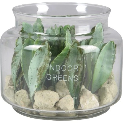 Kunstpflanze Bonsai Im Glas Minimalist Zen 13,5 Cm X Ø 16 Cm