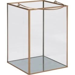 Glas-Laterne Safari Lodge 22 Cm X 17 Cm X 17 Cm Gold-Rahmen