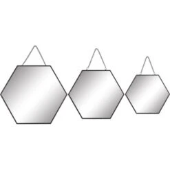 Wandspiegel-Set Minimalist Zen Metall Schwarz 3-tgl.