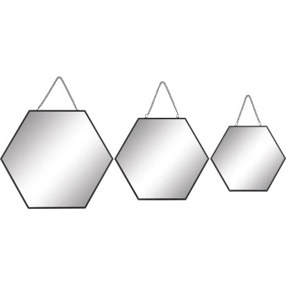 Wandspiegel-Set Minimalist Zen Metall Schwarz 3-tgl.