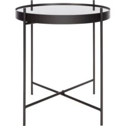 Beistelltisch Mit Glasplatte Dark Wonder Ø 43 Cm H: 45 Cm Schwarz