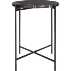 Beistelltisch Mit Marmorplatte Midnight Mystery Ø 43 Cm H: 50 Cm Schwarz
