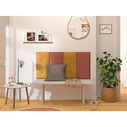 Wandkissen Rechteck 60 Cm X 30 Cm Gelb Samt – Bild 3