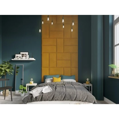 Wandkissen Rechteck 60 Cm X 30 Cm Gelb Samt – Bild 4