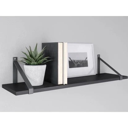 MDF-Wandregal Oldham 1,8 Cm X 60 Cm X 20 Cm Schwarz â Bild 2