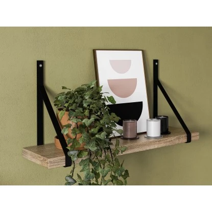 Regalwinkel Leder Für 20 Cm - 24 Cm Schwarz