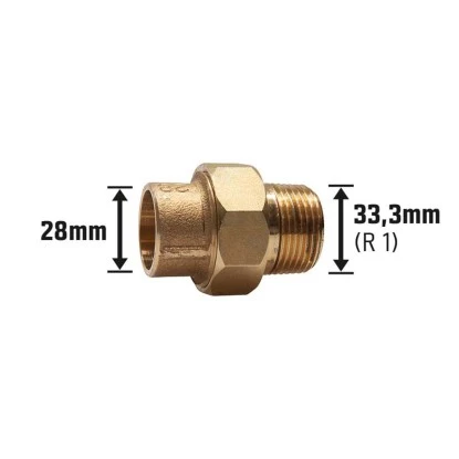 Löt-Verschraubung Ø 28 Mm X 33,3 Mm (R 1) Rotguss – Bild 3