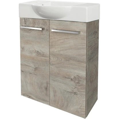 Fackelmann Waschbeckenunterschrank SBC 55 Cm Nature Oak – Bild 3