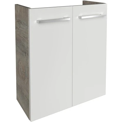 Fackelmann Waschbeckenunterschrank SBC 55 Cm Nature Oak/Weiß Hochglanz