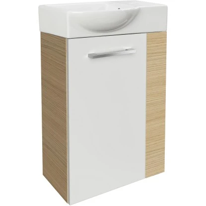 Fackelmann Waschbeckenunterschrank SBC 45 Cm Sandeiche/Weiß Hochglanz Links – Bild 3