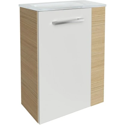 Fackelmann Waschbeckenunterschrank SBC 45 Cm Sandeiche/Weiß Hochglanz Links – Bild 4