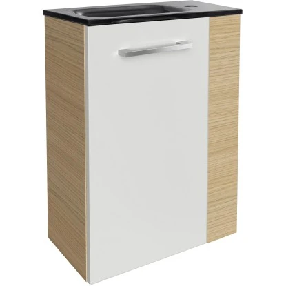 Fackelmann Waschbeckenunterschrank SBC 45 Cm Sandeiche/Weiß Hochglanz Links – Bild 5