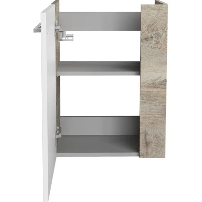 Fackelmann Waschbeckenunterschrank SBC 45 Cm Nature Oak/Weiß Hochglanz Links – Bild 2