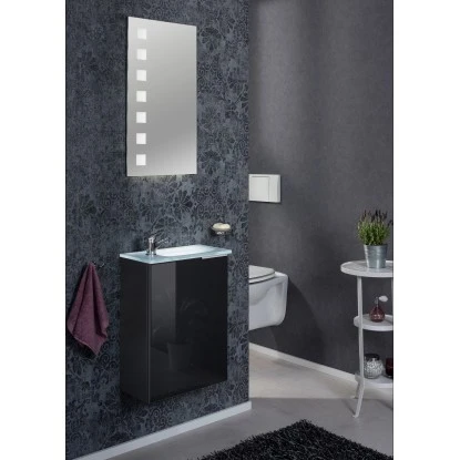 Fackelmann Waschbeckenunterschrank SBC 45 Cm Anthrazit/l. Glas Anthrazit Links – Bild 4