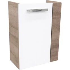 Fackelmann Waschbeckenunterschrank SBC 45 Cm Graueiche/Weiß Hochglanz Links