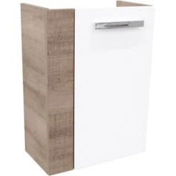 Fackelmann Waschbeckenunterschrank SBC 45 Cm Graueiche/Weiß Hochglanz Rechts