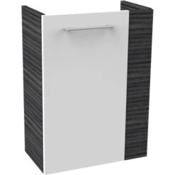 Fackelmann Waschbeckenunterschrank SBC 45 Cm Dark Oak/Weiß Hochglanz Links