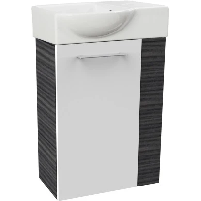 Fackelmann Waschbeckenunterschrank SBC 45 Cm Dark Oak/Weiß Hochglanz Links – Bild 2