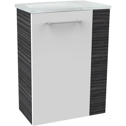 Fackelmann Waschbeckenunterschrank SBC 45 Cm Dark Oak/Weiß Hochglanz Links – Bild 3