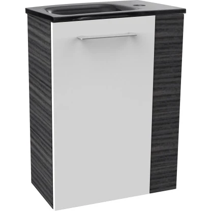 Fackelmann Waschbeckenunterschrank SBC 45 Cm Dark Oak/Weiß Hochglanz Links – Bild 4