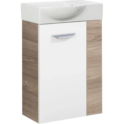 Fackelmann Waschbeckenunterschrank SBC 45 Cm Steinesche/Weiß Hochglanz Links – Bild 3