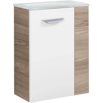 Fackelmann Waschbeckenunterschrank SBC 45 Cm Steinesche/Weiß Hochglanz Links – Bild 4