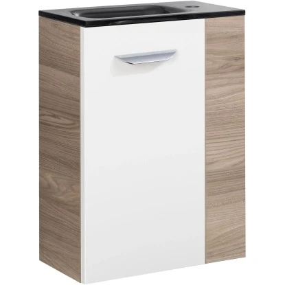 Fackelmann Waschbeckenunterschrank SBC 45 Cm Steinesche/Weiß Hochglanz Links – Bild 5