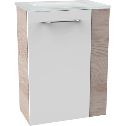 Fackelmann Waschbeckenunterschrank SBC 45 Cm Alaska Esche/Weiß Hochglanz Links – Bild 3