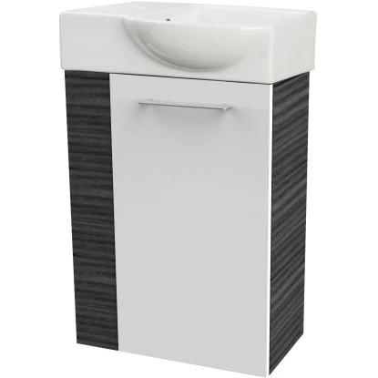 Fackelmann Waschbeckenunterschrank SBC 45 Cm Dark Oak/Weiß Hochglanz Rechts – Bild 2