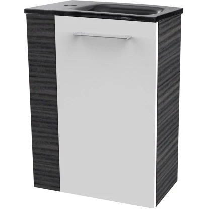 Fackelmann Waschbeckenunterschrank SBC 45 Cm Dark Oak/Weiß Hochglanz Rechts – Bild 3